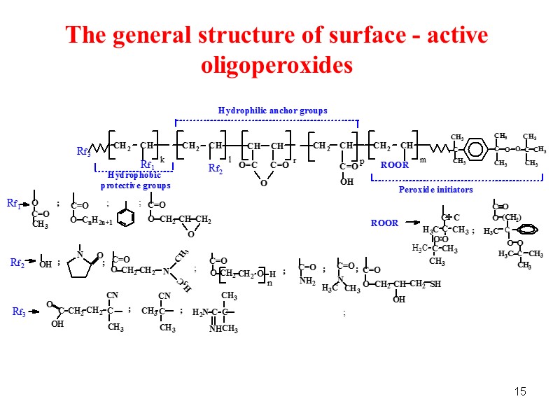 15 The general structure of surface - active oligoperoxides